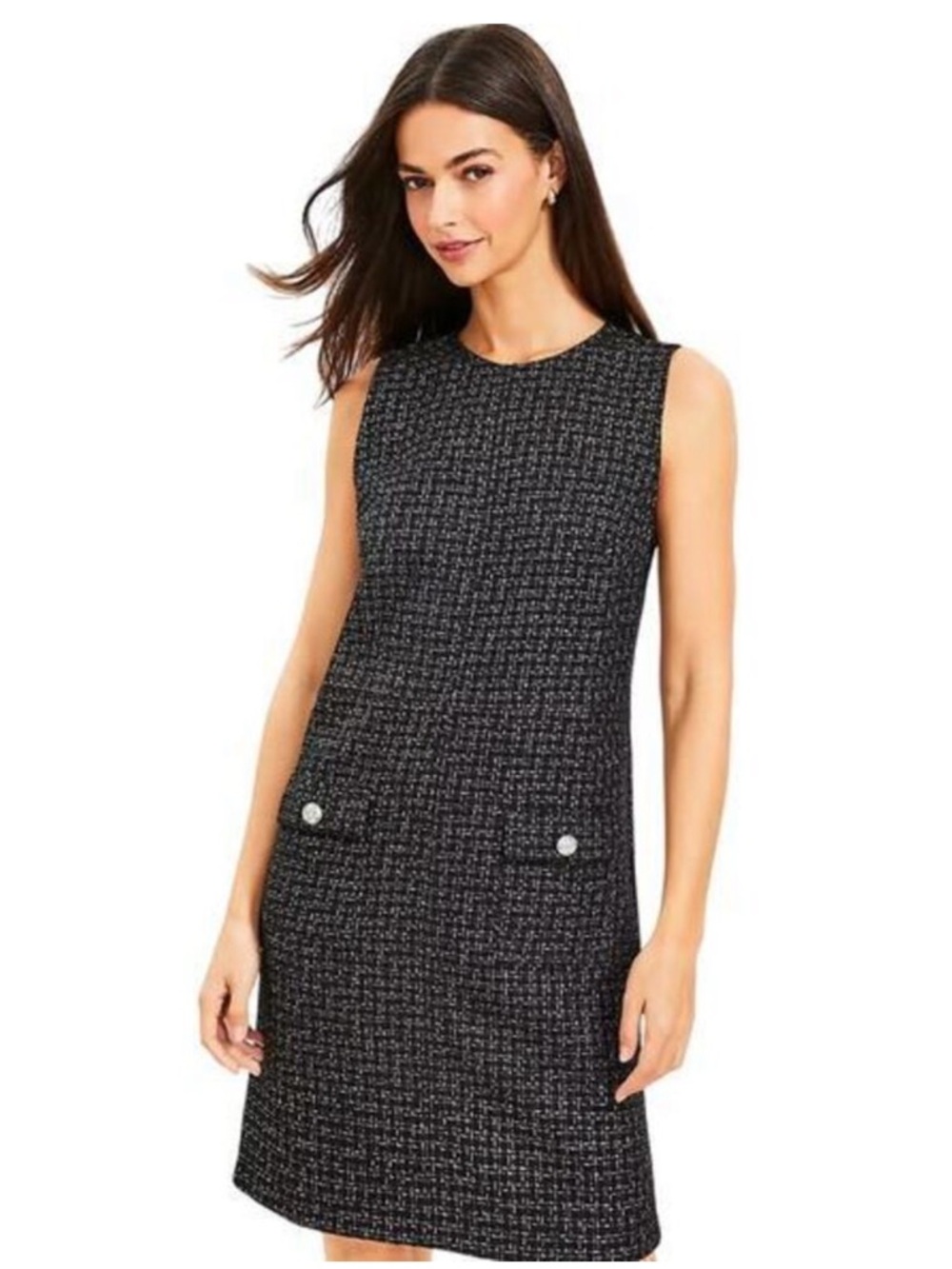 LOFT Black and White Tweed Mini Dress